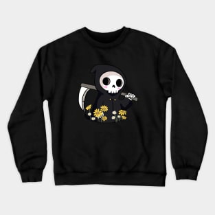 Cute grim reaper with daisy flowers Crewneck Sweatshirt